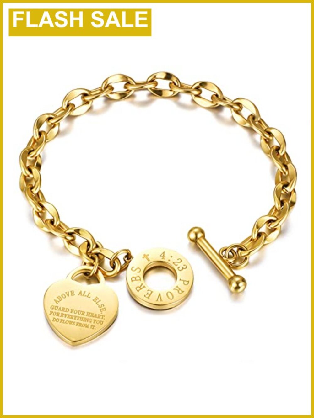 Stainless Steel Heart Charm Bracelet Link Chain